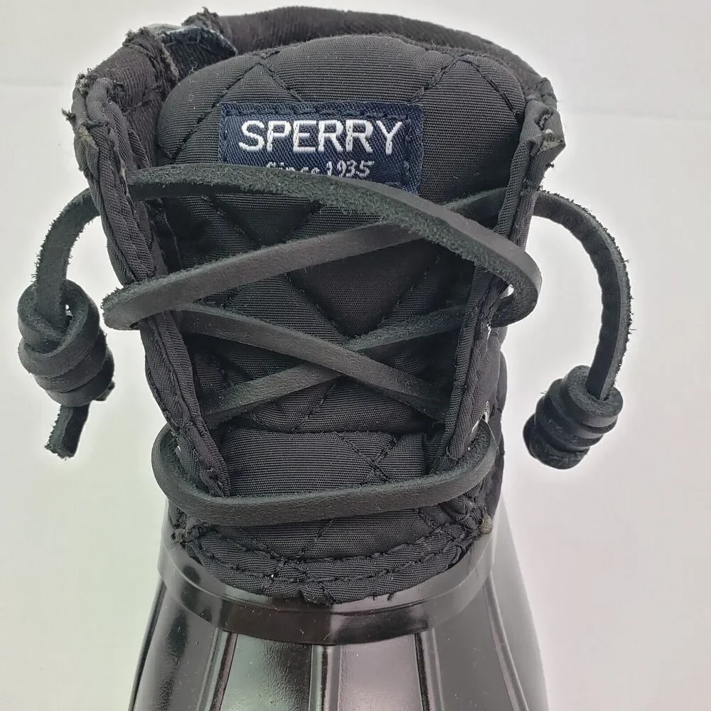 Sperry Top Sider Saltwater Toddler Size 6 Black Quilted Waterproof Duck Boots